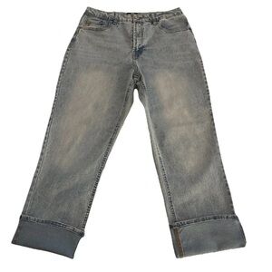 Frye Faded Cuff Cropped Stretch High Rise Light Wash Denim Jeans Women’s 8/29